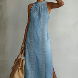 Soline | Denim Dress with Retro Lace