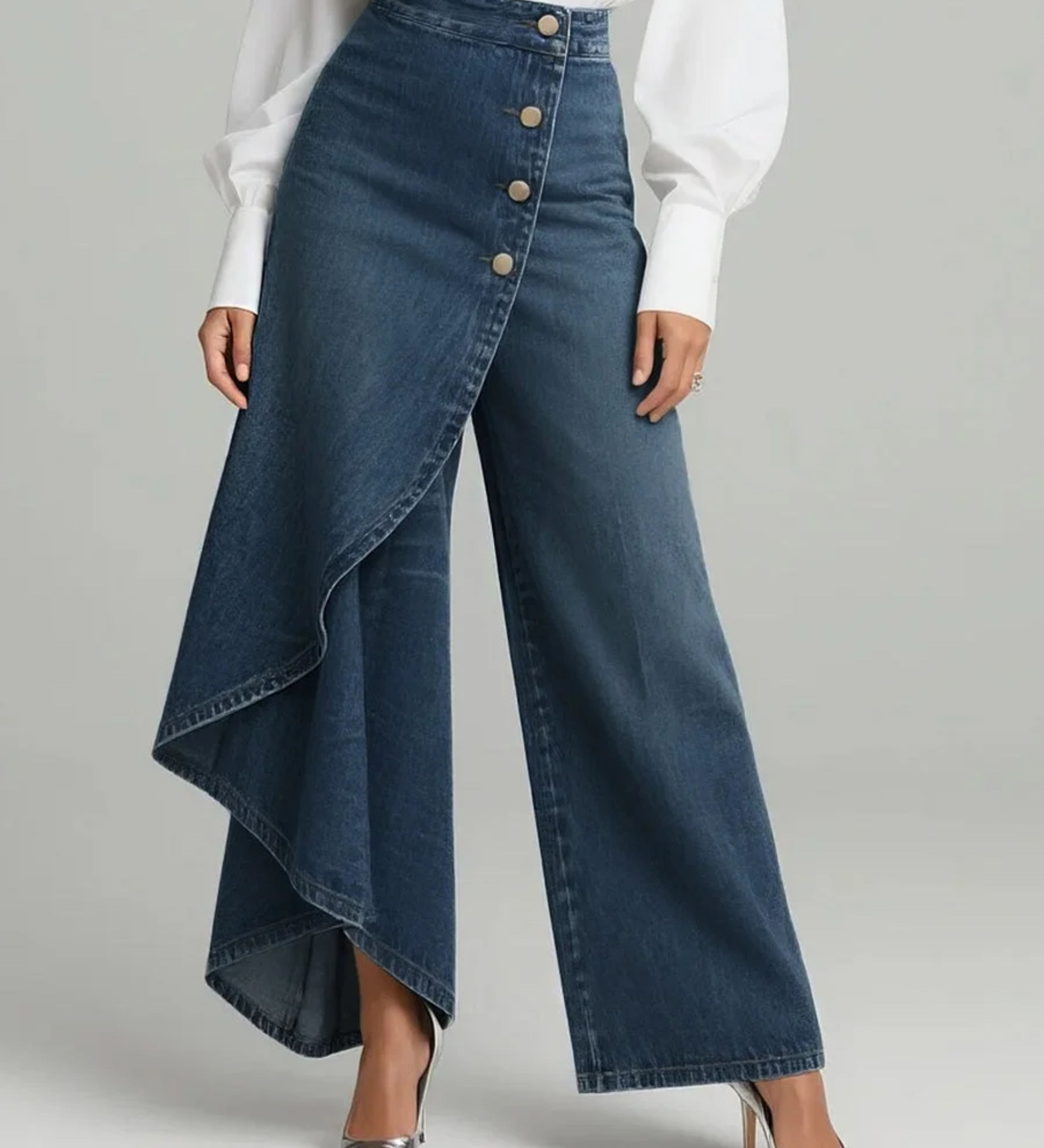 Maëlys | Denim Trousers with Tied Waist