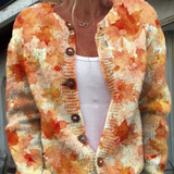 Niamh | Knitted Cardigan with Autumn Maple Leaves