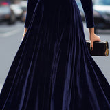 Julie | Navy Blue Midi Dress with Long Sleeves