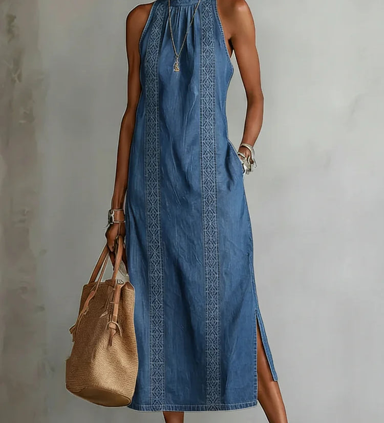 Soline | Denim Dress with Retro Lace