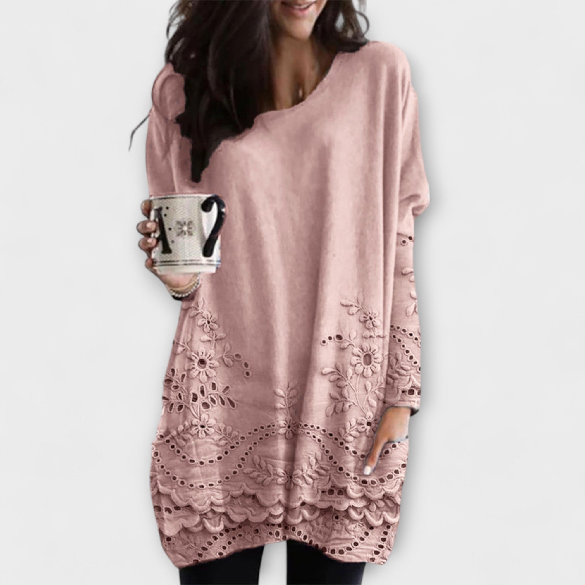 Riley - White Printed Jumper with Embroidery