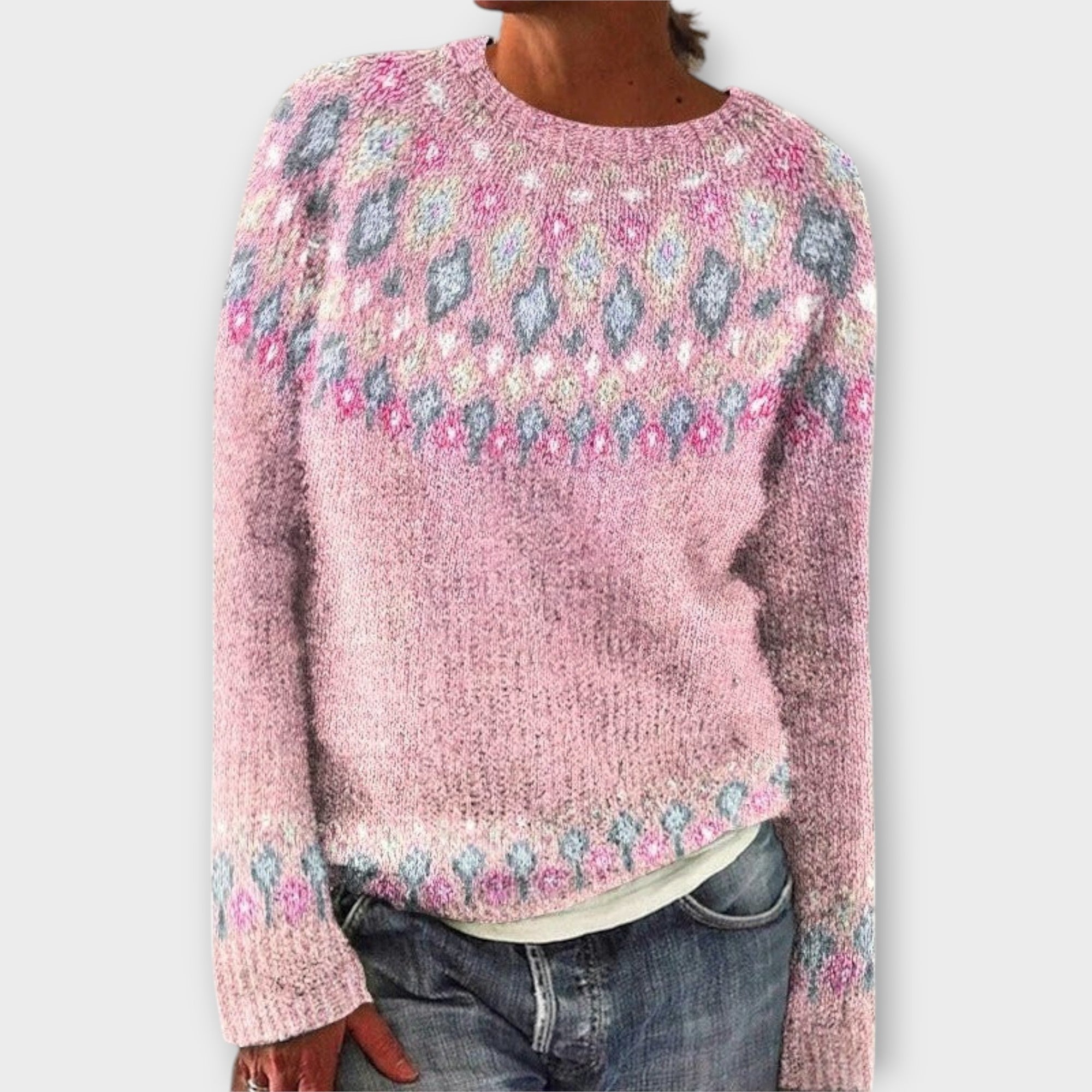 Devyn - Petrol corduroy jumper with Norwegian pattern