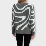 Larissa - Grey-white plush jumper with zebra pattern