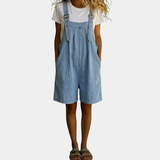 Ondine | Light Blue Denim Short Dungarees