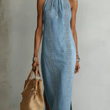 Soline | Denim Dress with Retro Lace