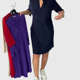 Caroline | Solid V-Neck Dress