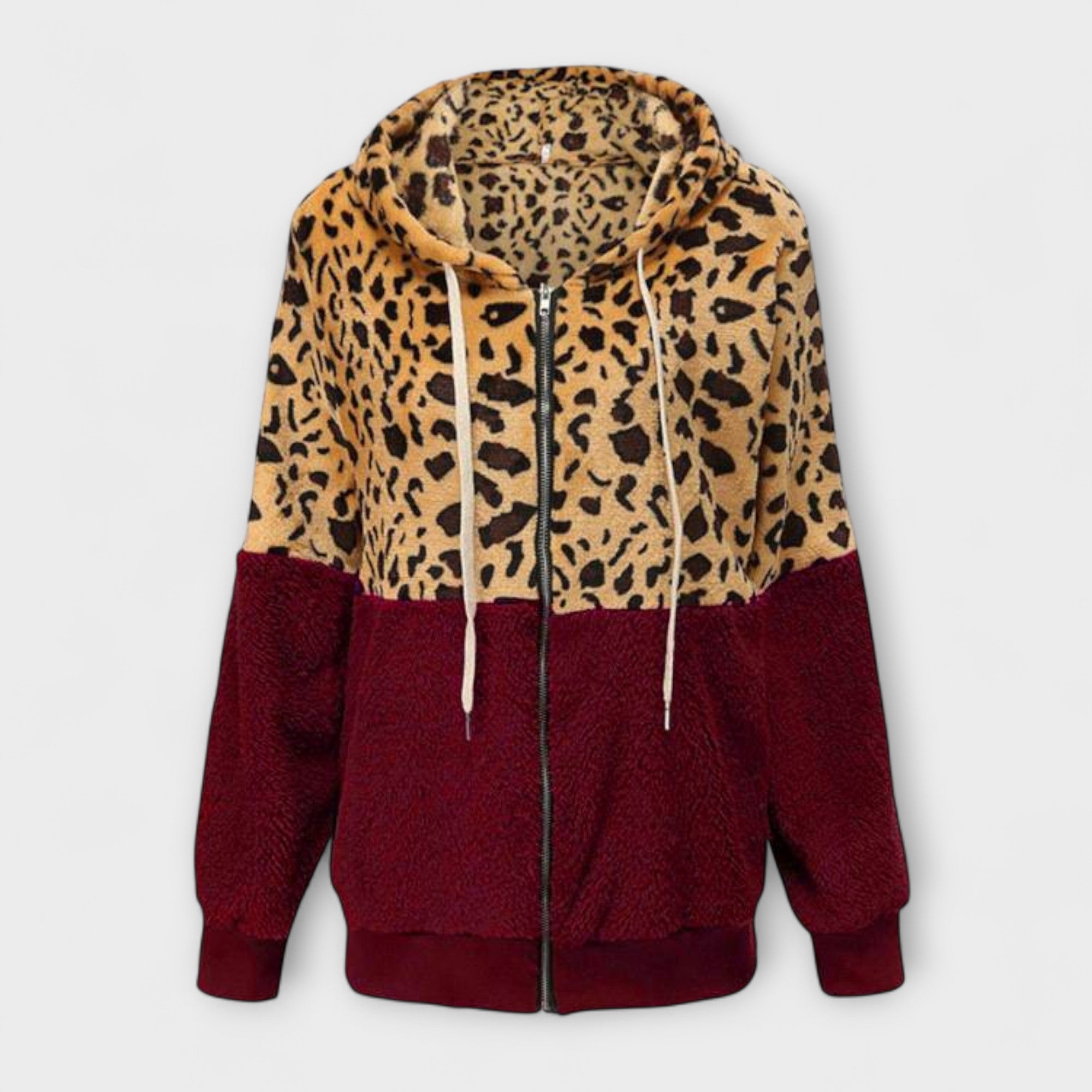 Lea - Fleece Hoodie with Leopard Design