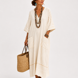 Farah Beige Striped Caftan