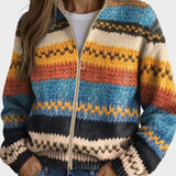 Yseult™ - Multicoloured Zigzag Stripe Knit Cardigan