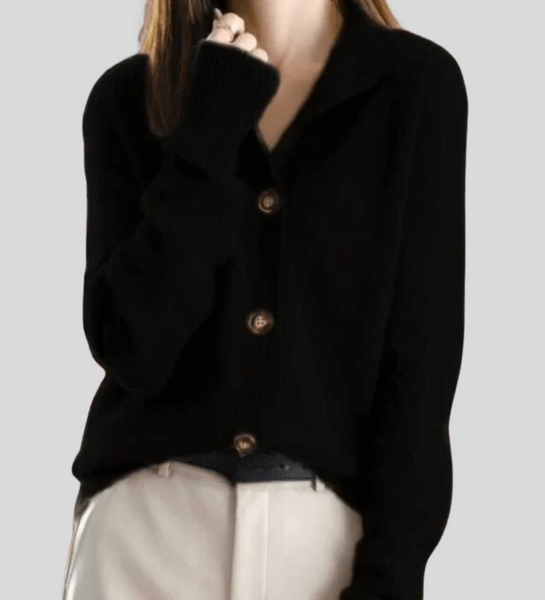 Stéphanie | Retro Style Cashmere Cardigan