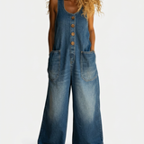 Lison | Vintage Washed Cotton Denim Dungarees