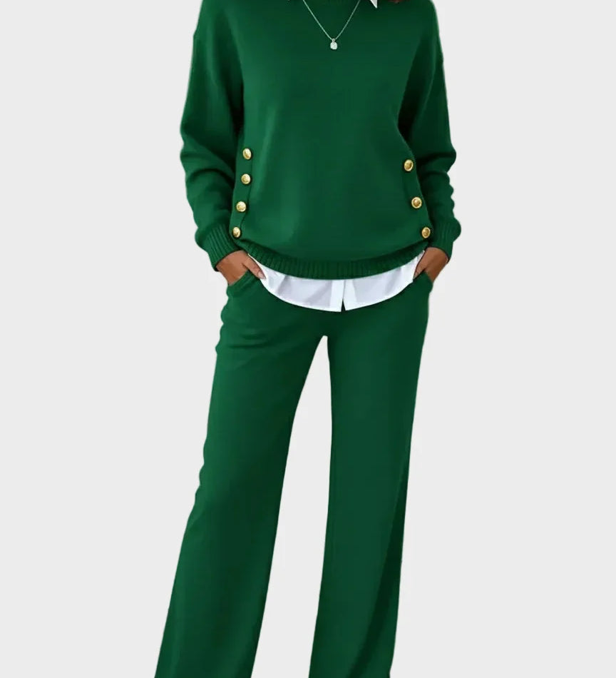Lena - Elegant Sweater Set with Buttons