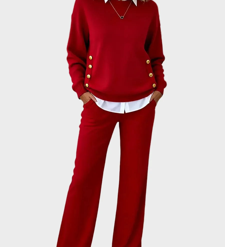 Lena - Elegant Sweater Set with Buttons