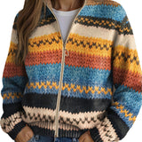 Yseult™ - Multicoloured Zigzag Stripe Knit Cardigan