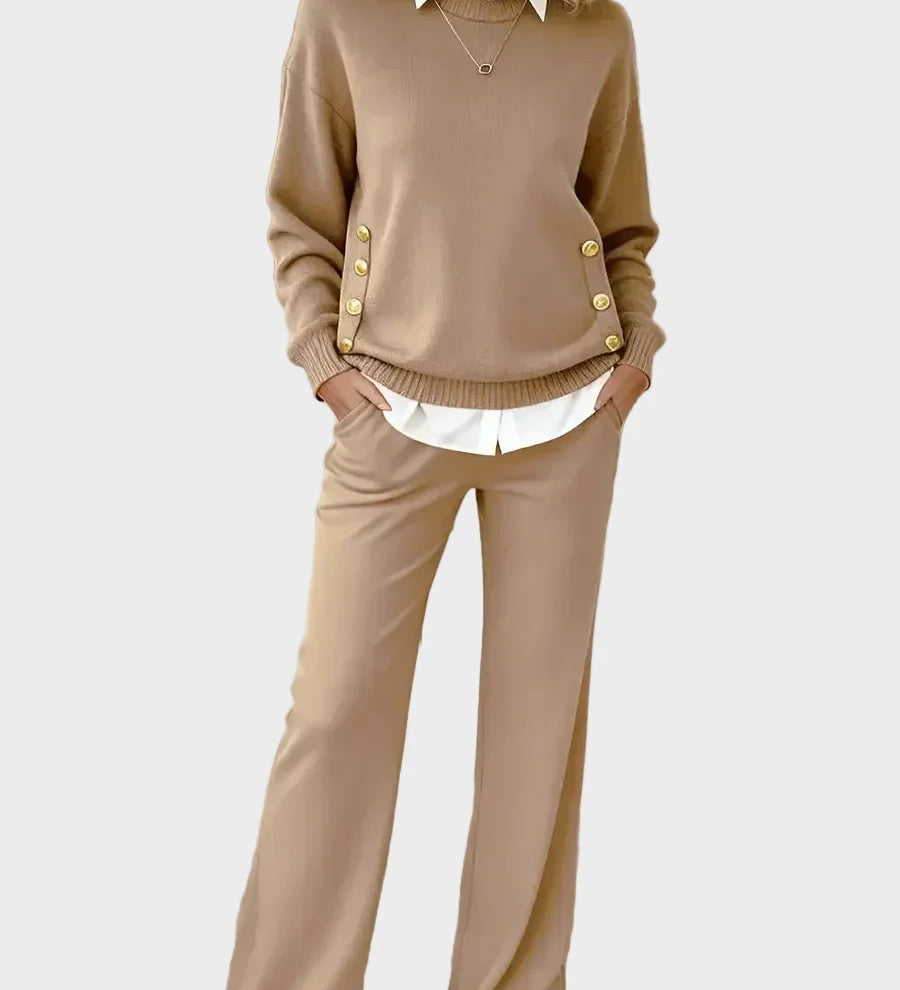 Lena - Elegant Sweater Set with Buttons