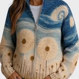 Yolanda - Quilted Zip Gilet with Dandelion Pattern