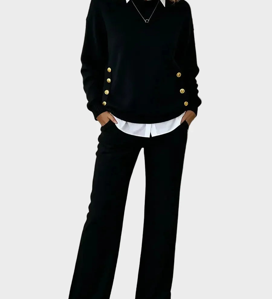 Lena - Elegant Sweater Set with Buttons