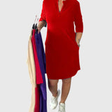 Caroline | Plain V-Neck Dress