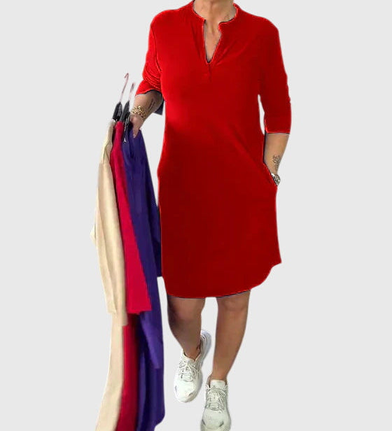 Caroline | Plain V-Neck Dress
