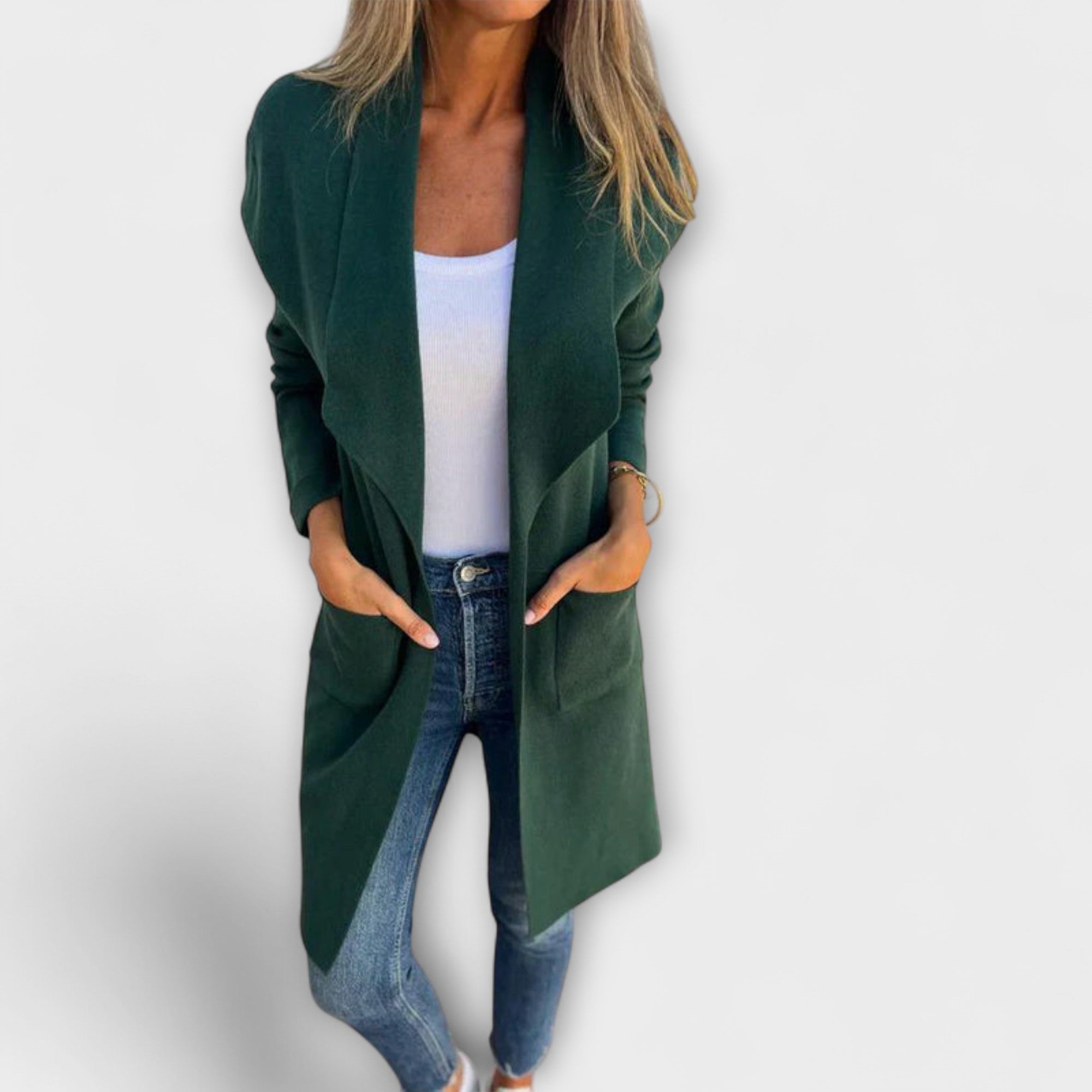 Eliane - Elegant Long Grey Cardigan