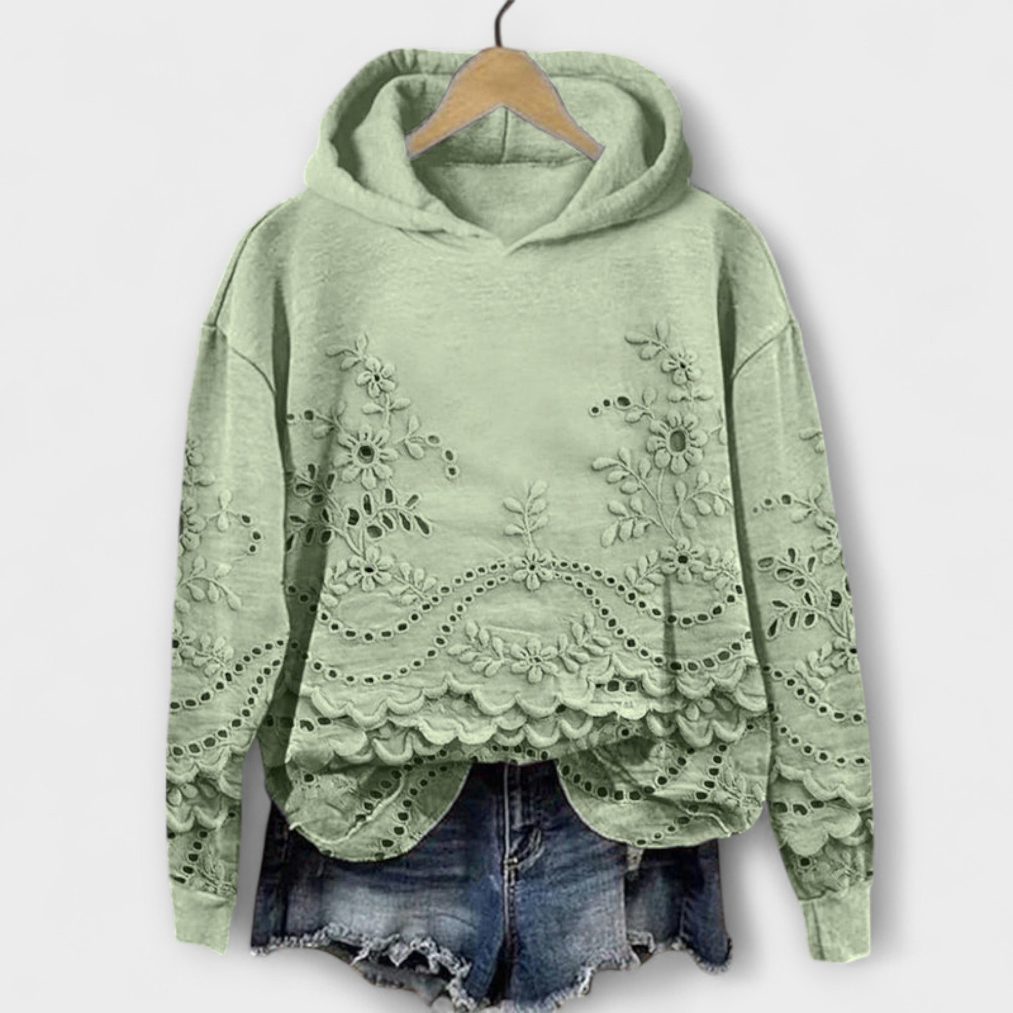 Grace - Vintage Lilac Hoodie with Floral Print