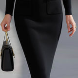 Sarah | Ribbed Knit Midi Dress with Zip