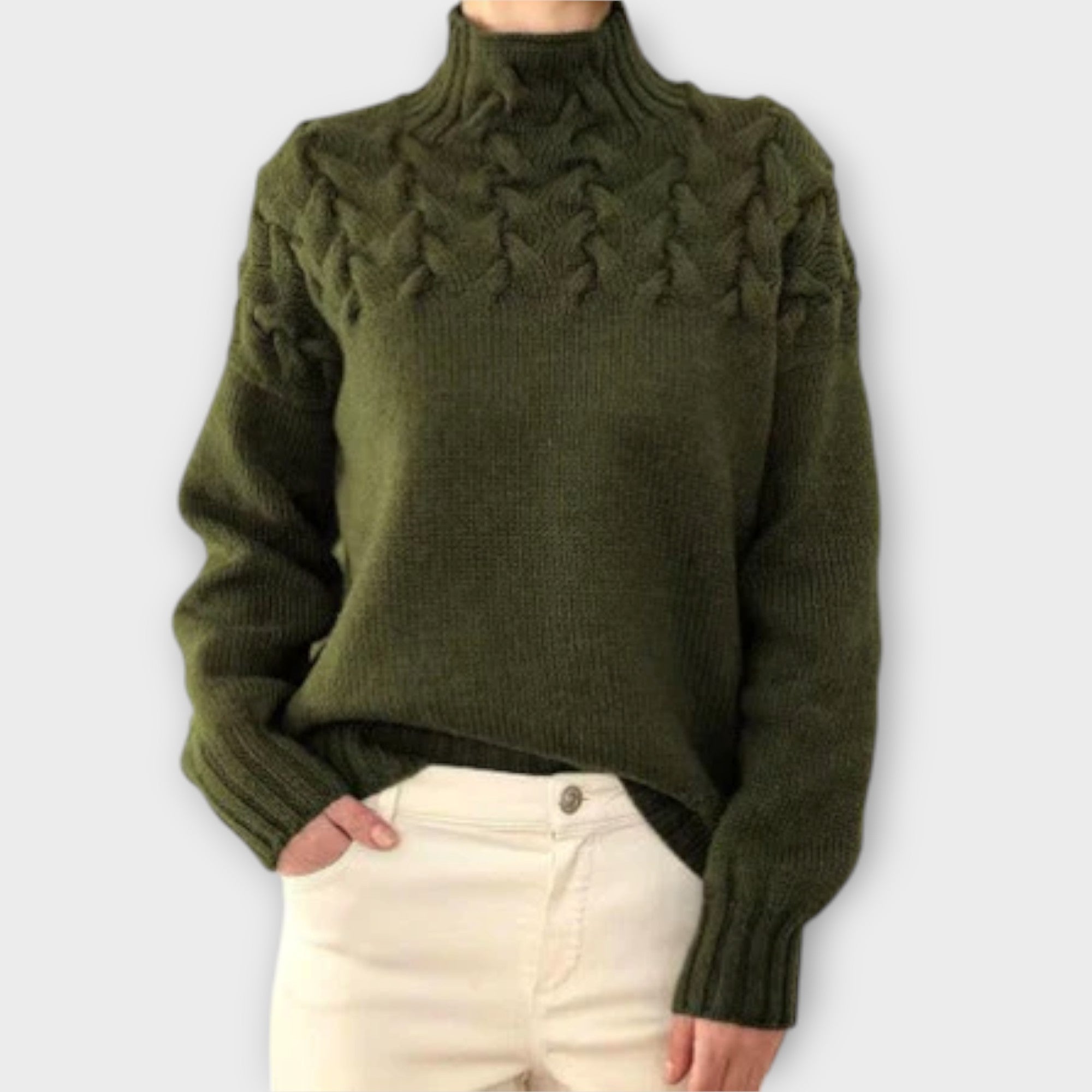 Eva - Women's black jumper with twisted knit detail