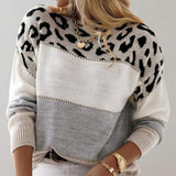 Diane | Knitted Sweater with Leopard Accent
