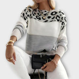 Cheyenne - Grey jumper with leopard design
