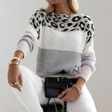 Diane | Knitted Sweater with Leopard Accent
