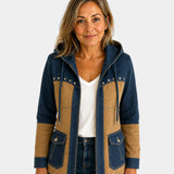 Adriana | Navy and Camel Hooded Jacket