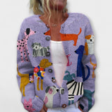 Calia - Lila Cardigan with Dog Pattern