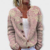 Sola - Pink Cardigan with Floral Pattern