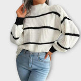 Chavala - Green Striped Roll Neck Jumper
