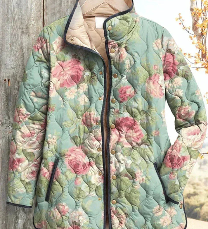 Mathilde – Quilted Jacket with Rose Pattern