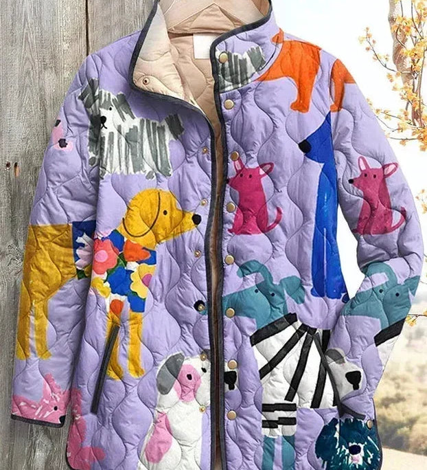 Mila – Padded Jacket with Cat Motif
