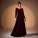Béatrice | Velvet Maxi Dress with Long Sleeves