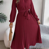Martine | Belted Pleated Maxi Dress