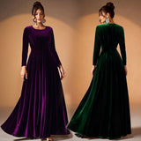 Béatrice | Velvet Maxi Dress with Long Sleeves