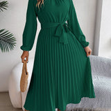 Martine | Belted Pleated Maxi Dress