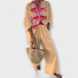 Evalisse – Linen Outfit with Fish Pattern