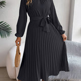 Martine | Belted Pleated Maxi Dress