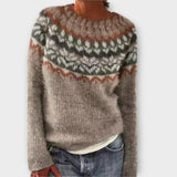 Suzu - Vintage Grey Jumper with Colourful Norwegian Pattern
