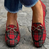 Rowan - Gold Checked Loafers