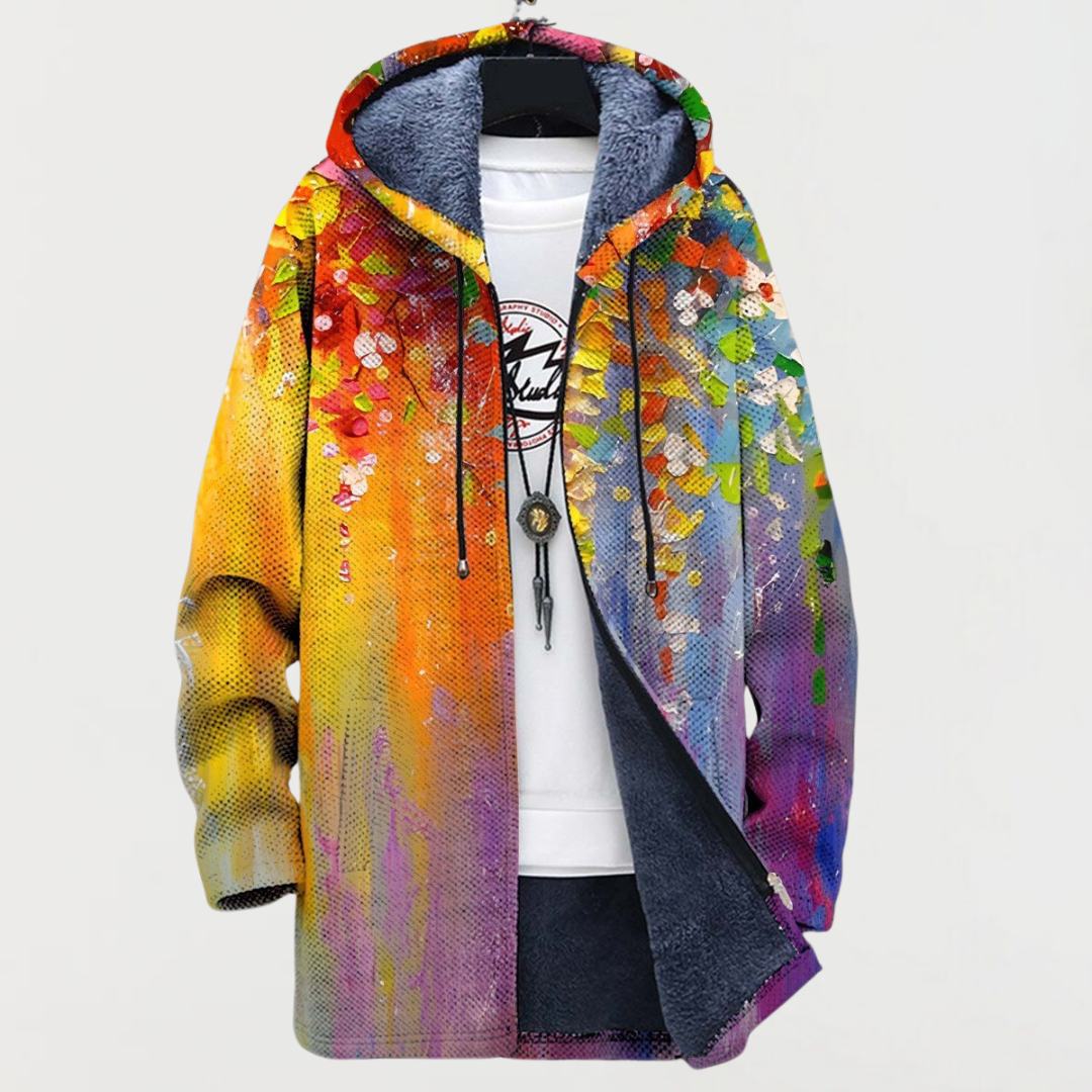 Maeve | Coat with Abstract Artistic Elements