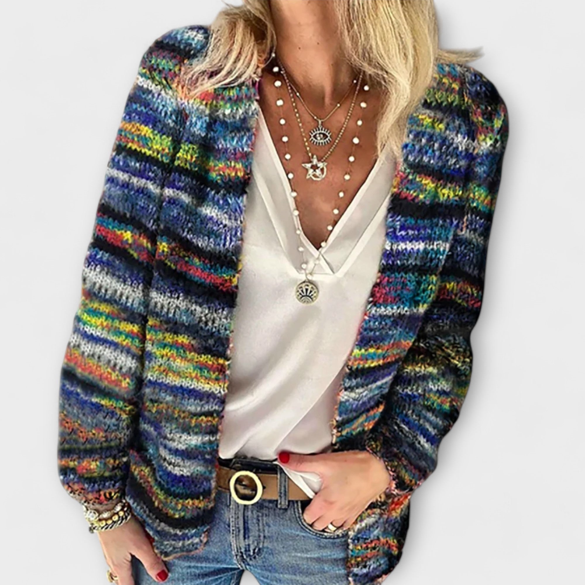 Birgitte - Colourful Gilet with Striped Pattern