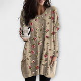Layla - Beige Tunic with Rose Pattern