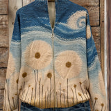 Yolanda - Quilted Zip Gilet with Dandelion Pattern