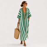 Zoe Caftan Green Stripes